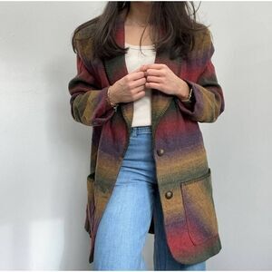Vintage 90's Plaid Tweed Wool Blazer w/ shoulder pads: American Eagle classic es